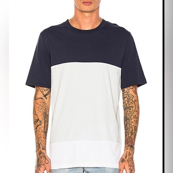 Rag & Bone‎ Mens M Precision Block Crewneck T-Shirt Blue - Picture 1 of 8